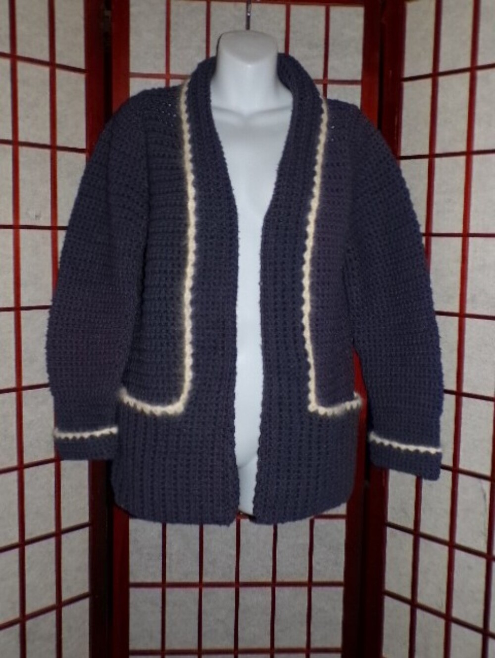 NWT Open Cardigan Sweater Handmade Dark Plum Gray